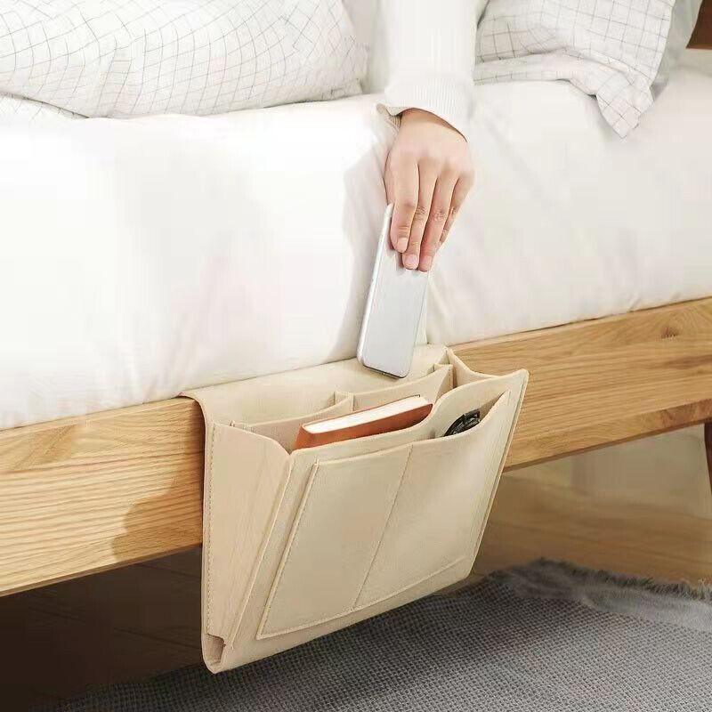 Storage Bag Hanging Sofa Bedside Organizer Caddy Pocket Bed Phone Book Holder Au - Grey