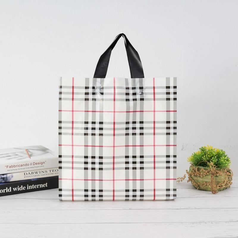 50x Reusable Plastic Tote Bag Eco Friendly Shopping Bags Durable Large Capacity - Red-Black 37*30*8cm