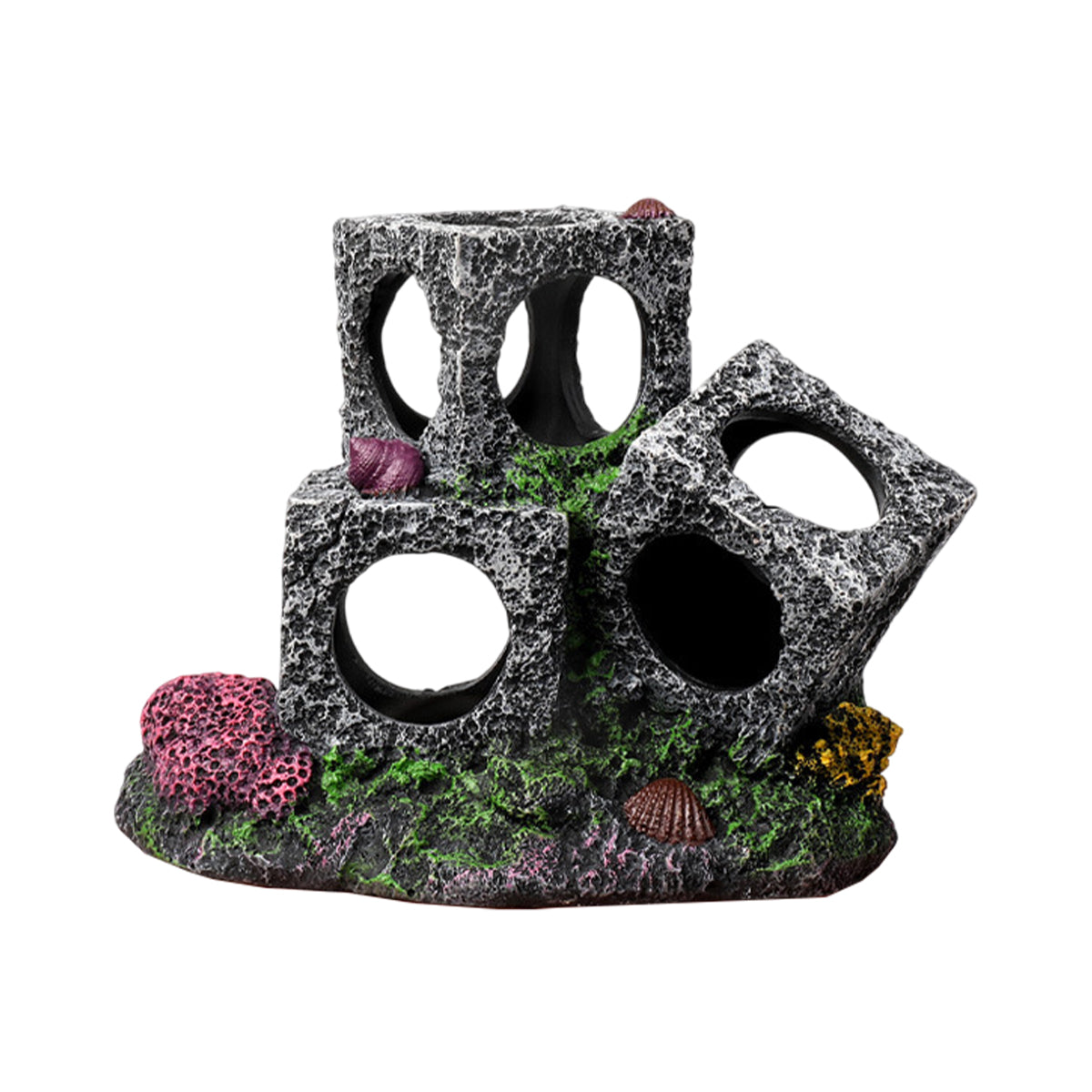 Fish Tank Shrimp Shelter House Square Stone Cave Aquarium Breeding Hiding Decor - 2 Squares