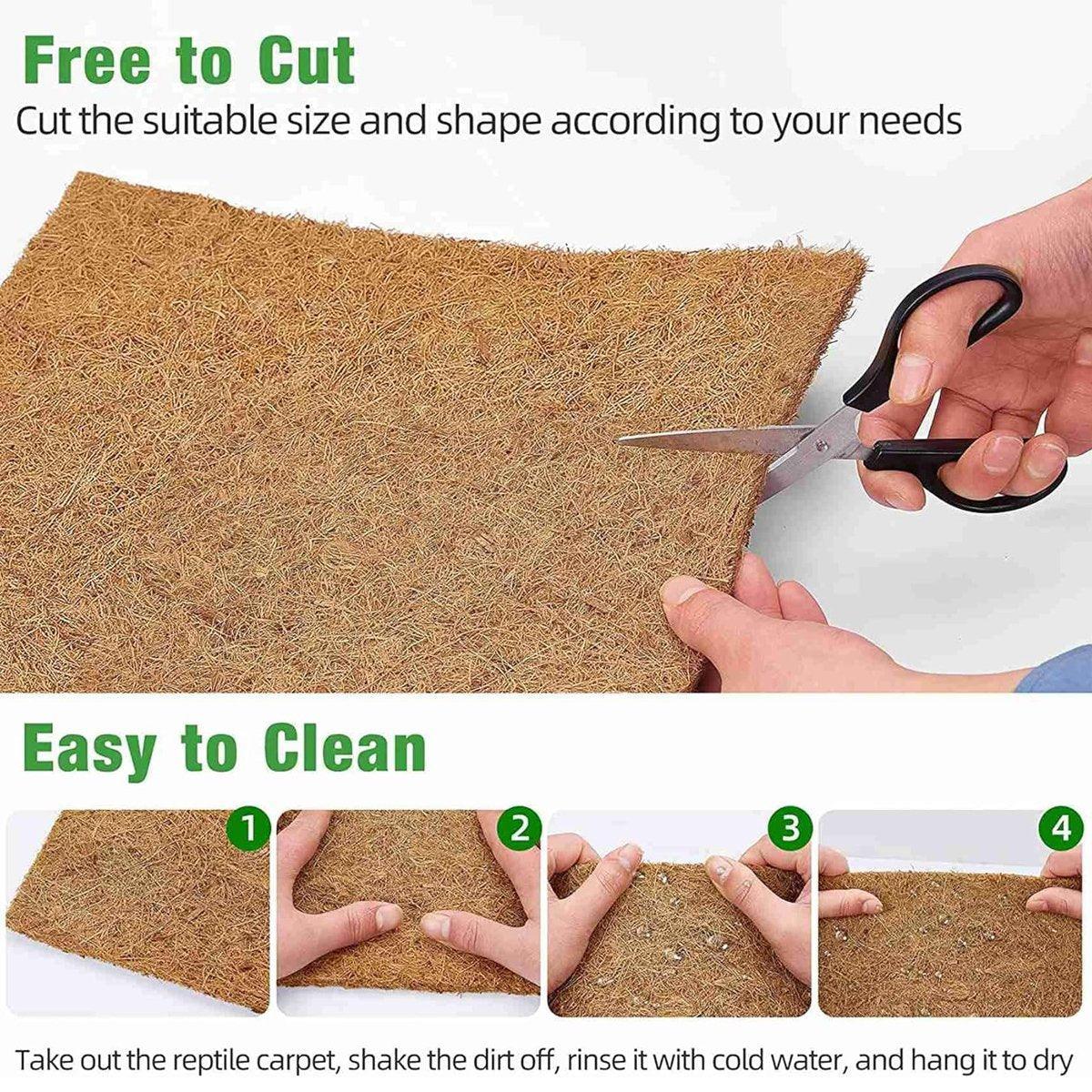 Reptile Terrarium Liner Coconut Fiber Mat Tortoise Carpet Pet Hamster Bedding - 50x30cm