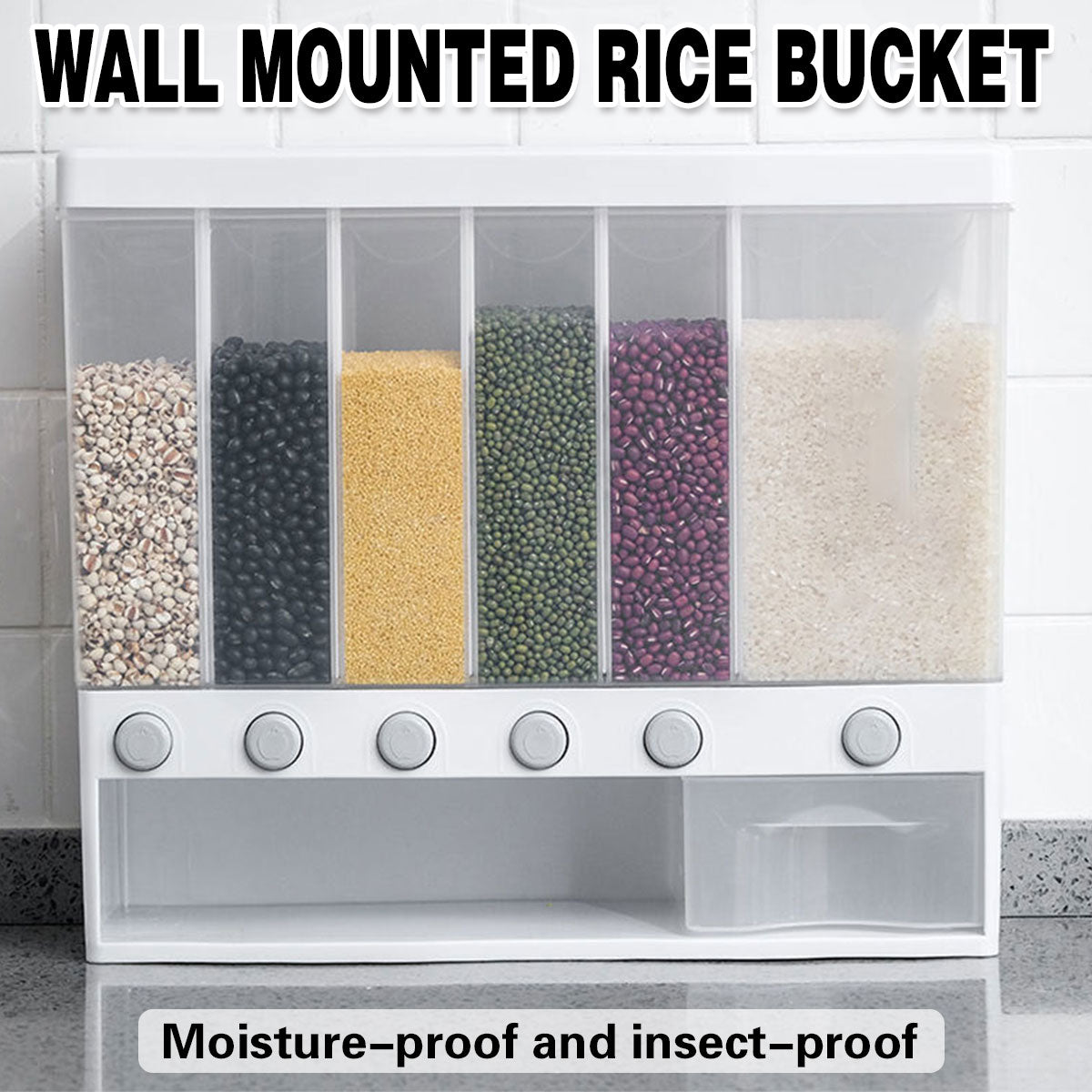 Wall-mounted Automatic Rice Dispenser Sealed Grain Plastic Storage Tank Grain