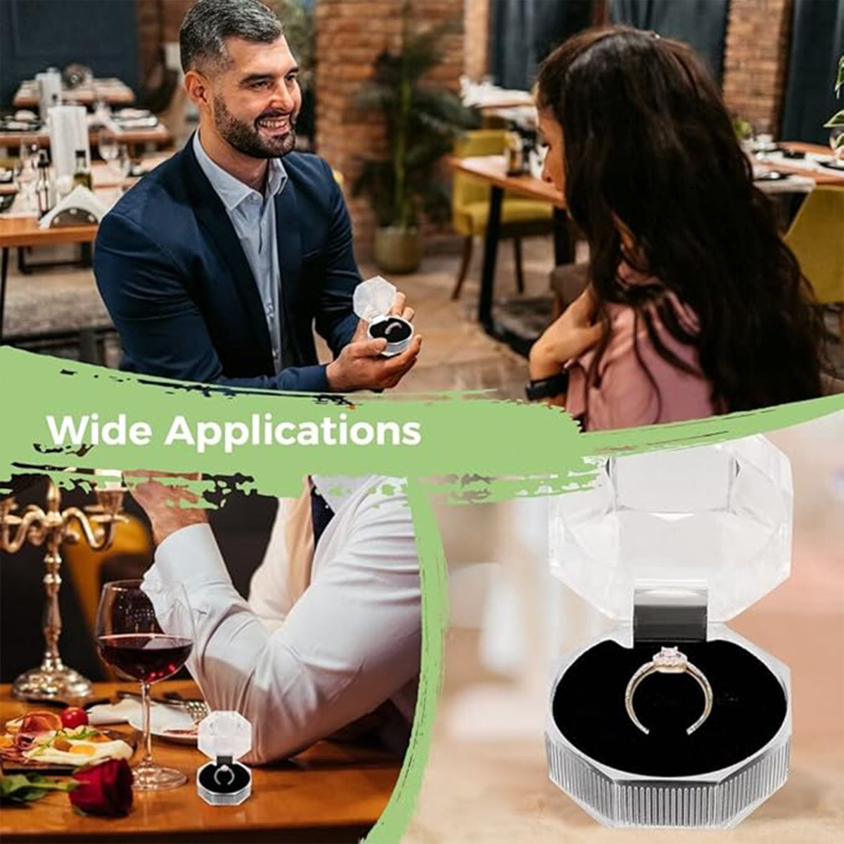 20pcs Acrylic Octagonal Jewelry Ring Earrings Box Transparent Display Cases - White