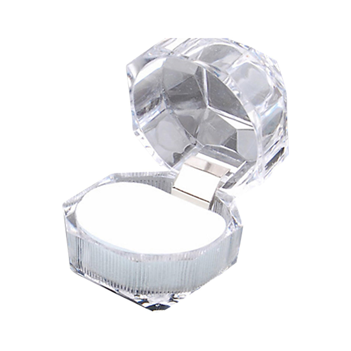 20pcs Acrylic Octagonal Jewelry Ring Earrings Box Transparent Display Cases - White