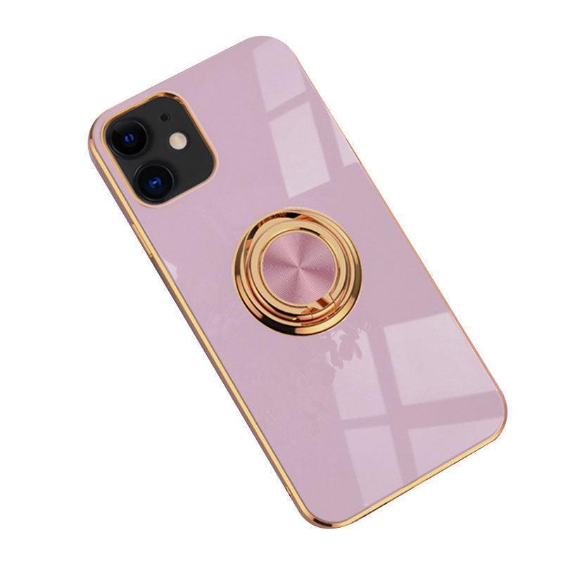 Light Purple Luxury Shockproof Silicone Ring Case Stand Cover for iPhone 14 13 12 Pro Max - iPhone 12 Pro