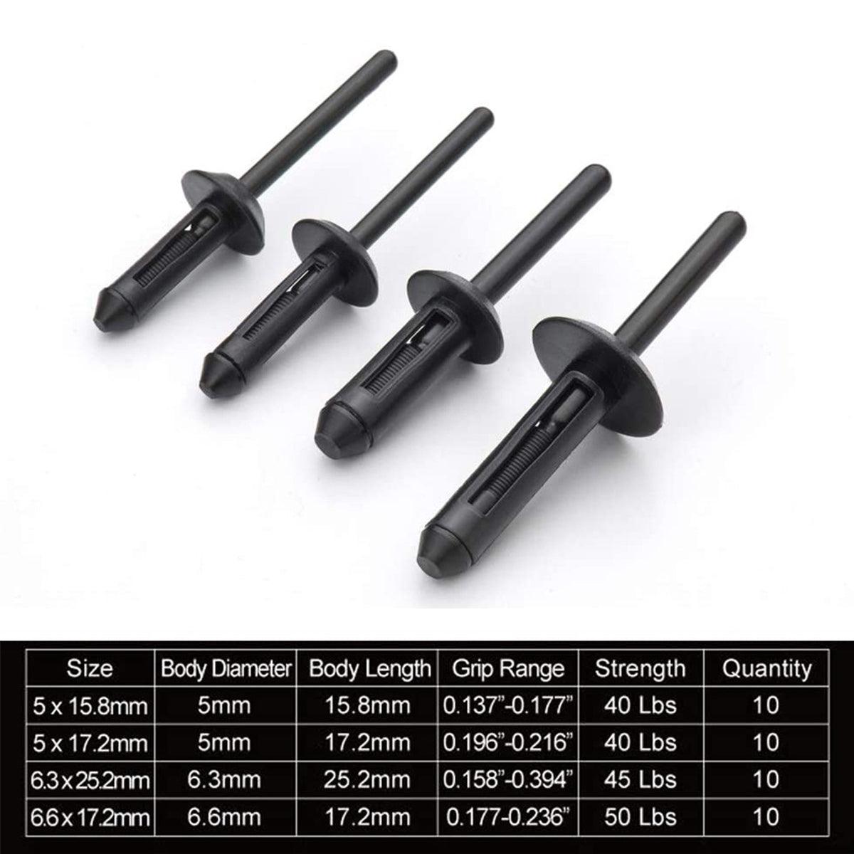 41 Piece Plastic Rivet Tool Set Quick Release Polyethylene Riveting Kit