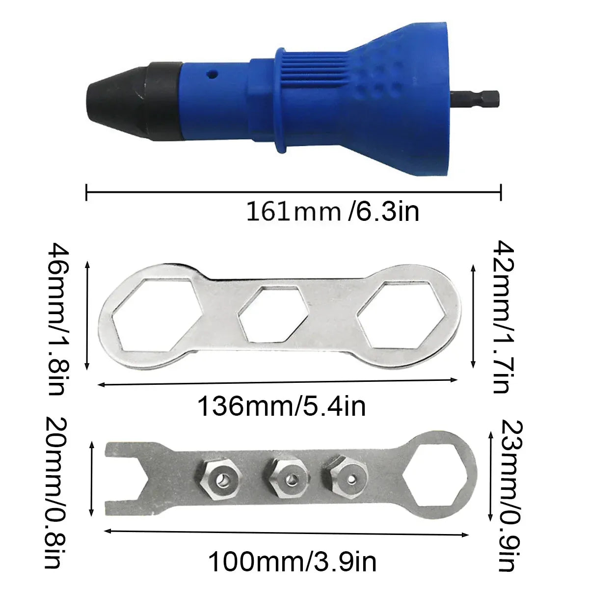 Electric Riveting Set 3pcs Swivel Head Adapter Drill Riveting Tool Heavy Duty