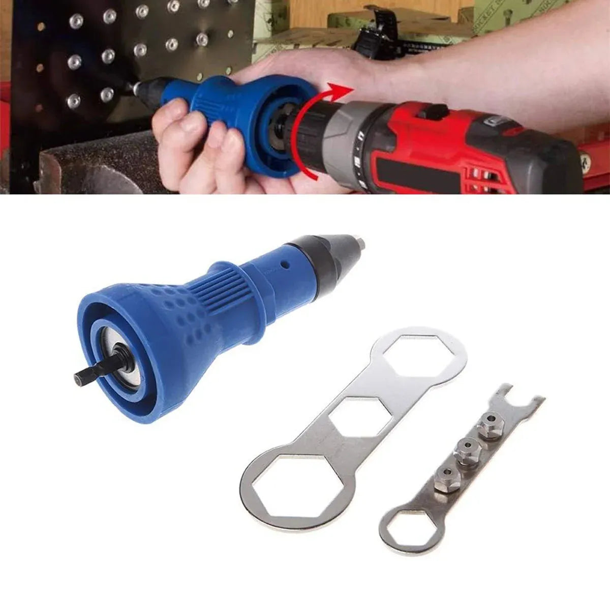 Electric Riveting Set 3pcs Swivel Head Adapter Drill Riveting Tool Heavy Duty