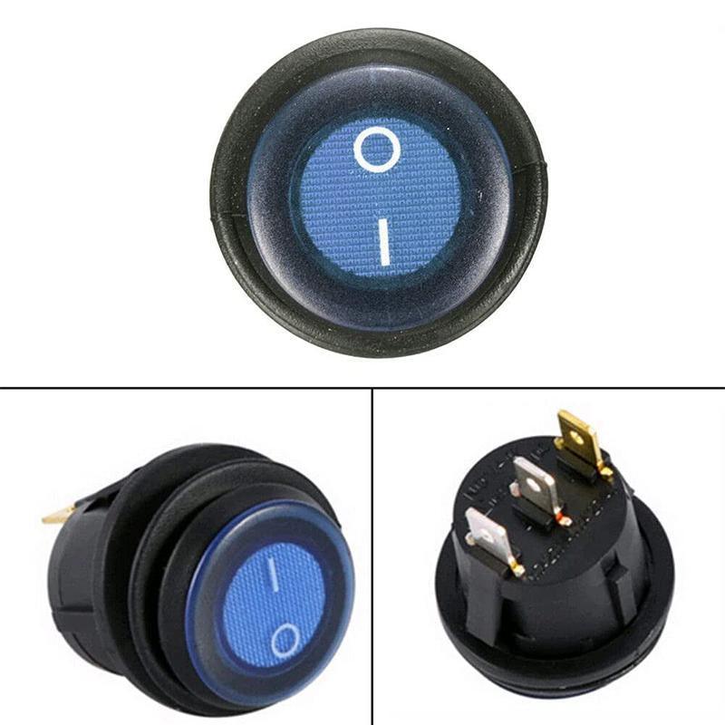 5Pcs/Set 12V 20A Car Spst Auto Marine Boat Round On/Off Rocker Waterproof Switch