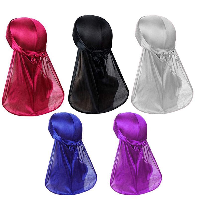 Velvet Durag Silky Hat Cap Men Women Premium Designer Doo Rag Wave Silk Headwear - Roral blue