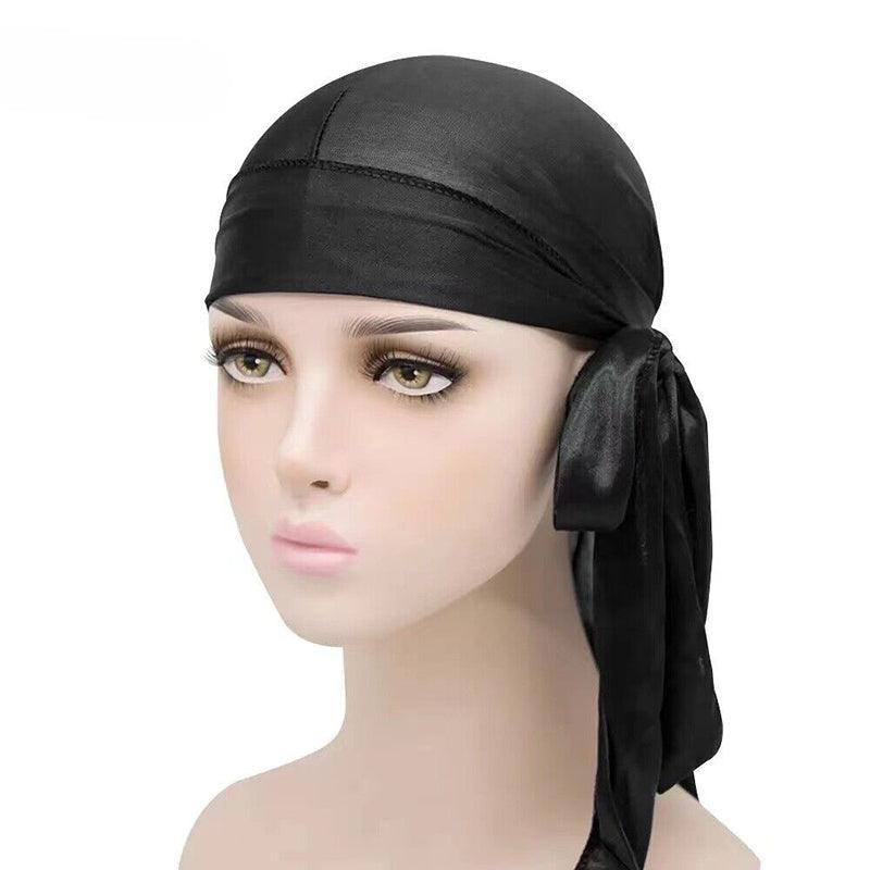 Velvet Durag Silky Hat Cap Men Women Premium Designer Doo Rag Wave Silk Headwear - Roral blue