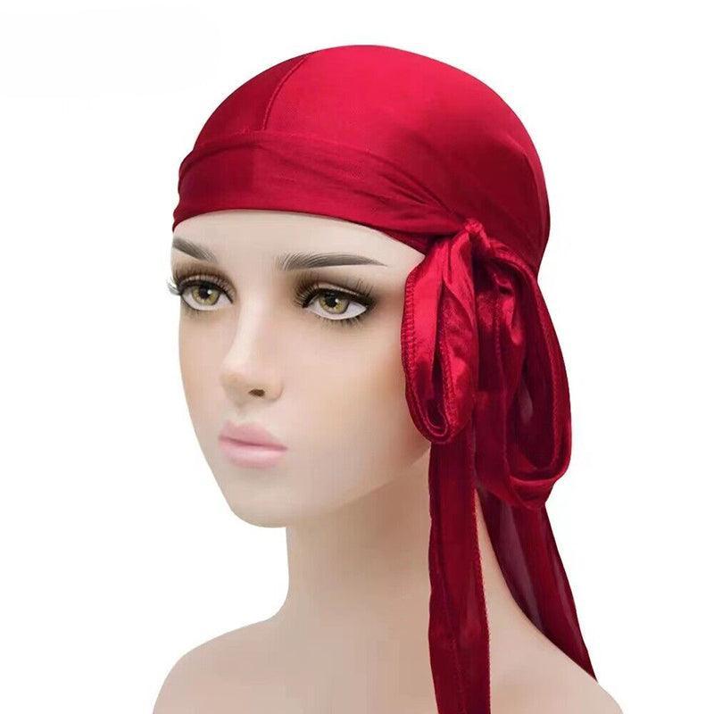 Velvet Durag Silky Hat Cap Men Women Premium Designer Doo Rag Wave Silk Headwear - Roral blue