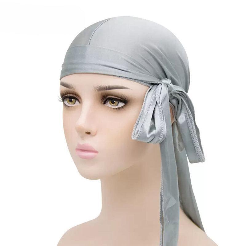 Velvet Durag Silky Hat Cap Men Women Premium Designer Doo Rag Wave Silk Headwear - Roral blue