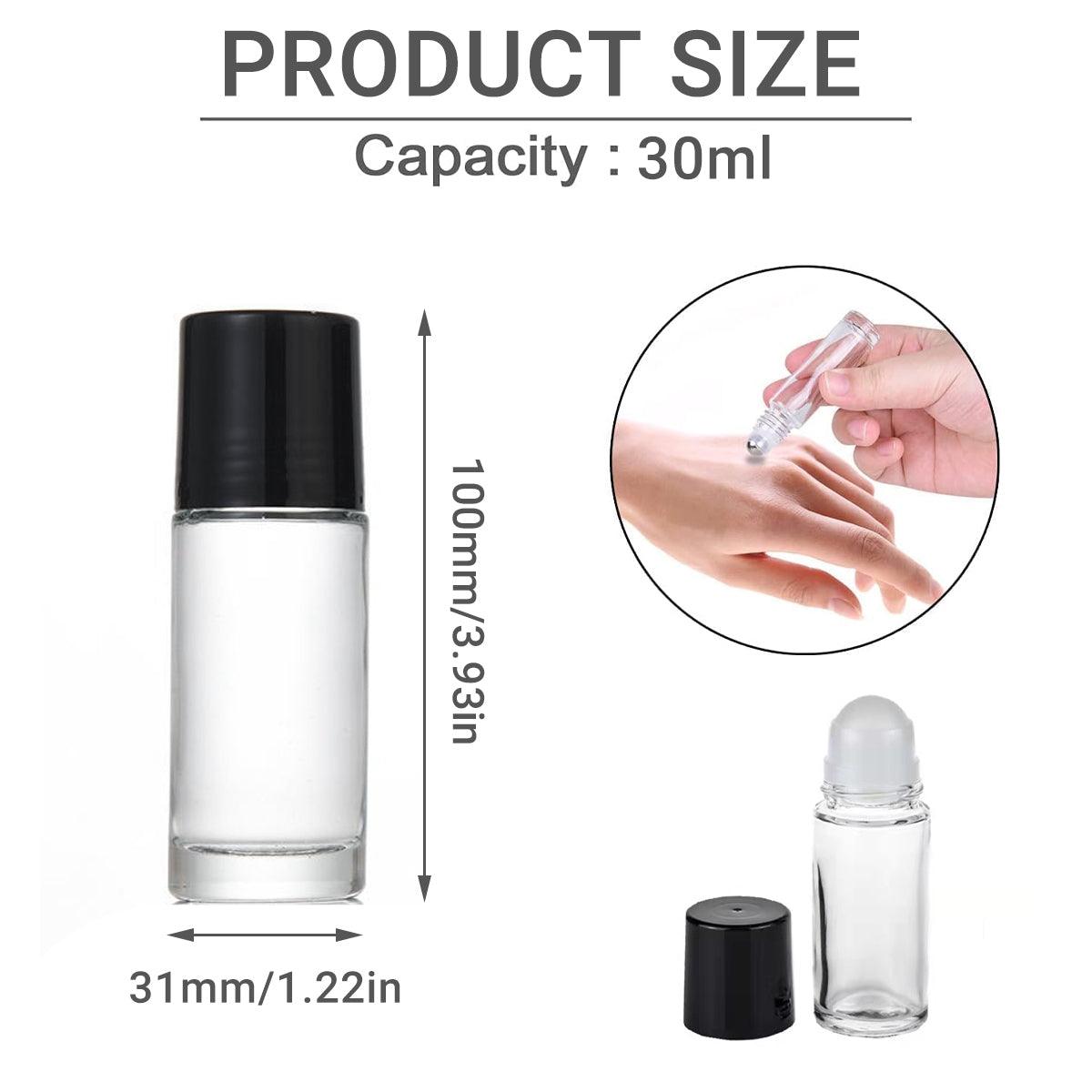 16X Clear Glass Roll On Bottle 30ml Extra Large Roller Ball Perfume Oil Underarm