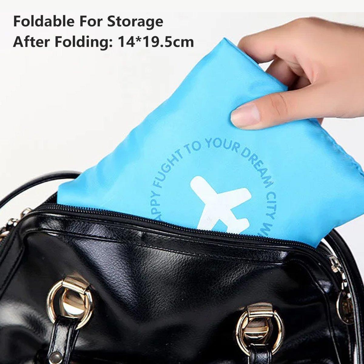 Nylon Waterproof Collapsible Travel Bag Large Suitcase Clothing Organizer - Blue