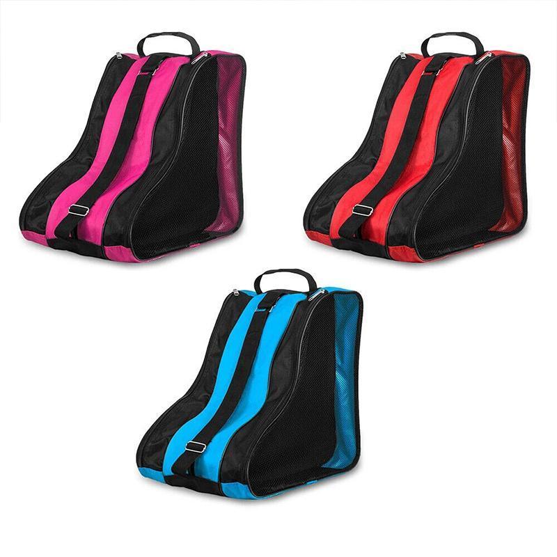 Rollerblading Ice Skate Carry Bag with Adjustable Shoulder Strap for All Ages - Pink