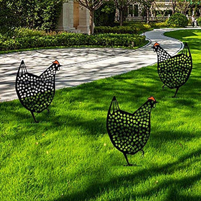 Garden Ornaments Chicken Yard Art Garden Backyard Lawn Decor Gift Easter Deco - C