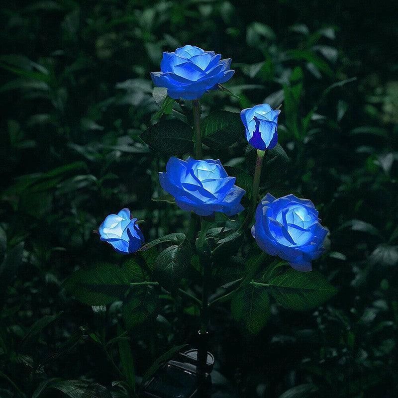 5 LED Solar Rose Flower Stake Lights Outdoor Garden Pathway Decoration Lamp