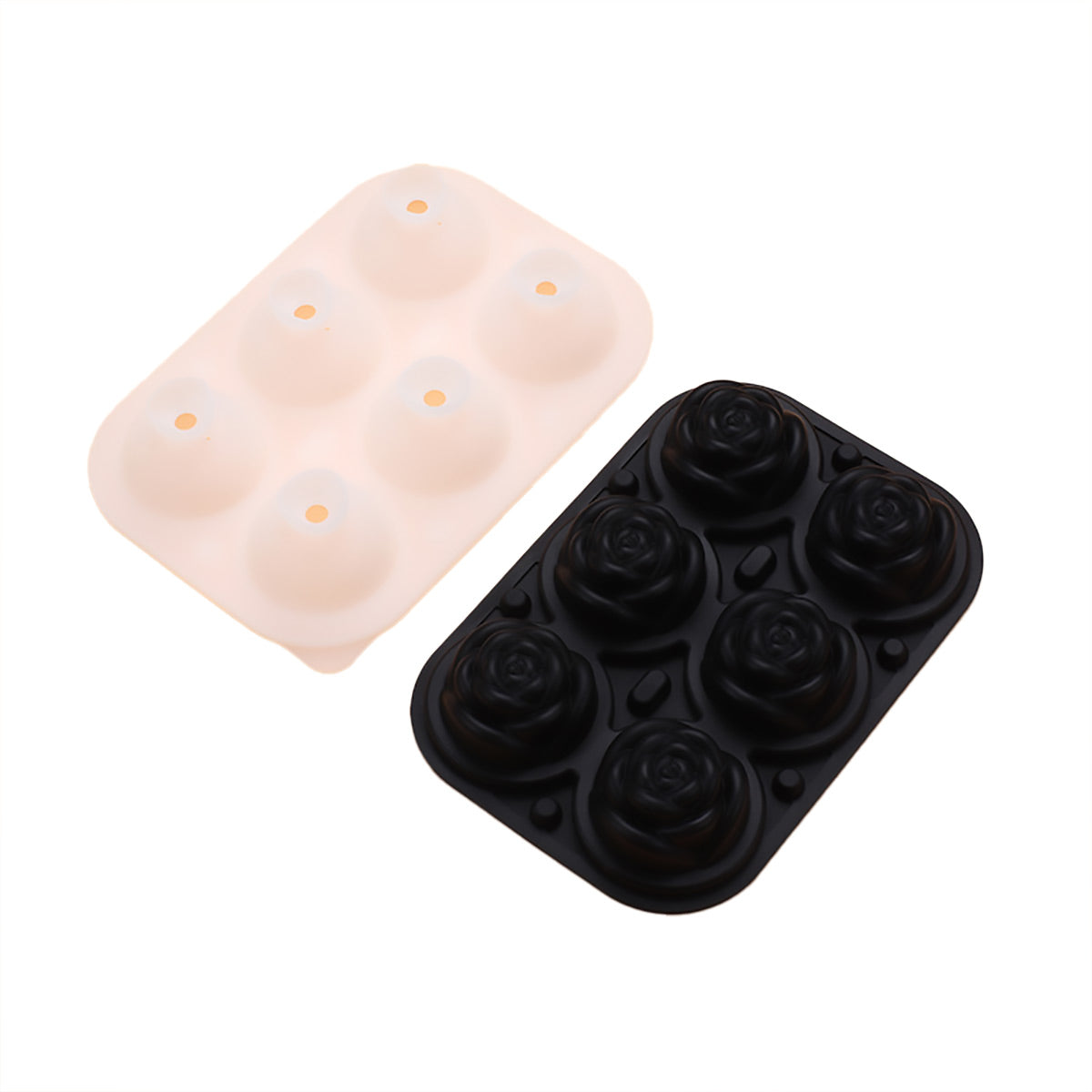Large Ice Cube Tray Rose Maker Silicone Mold Whiskey Chocolate Jelly Mould DIY - Black