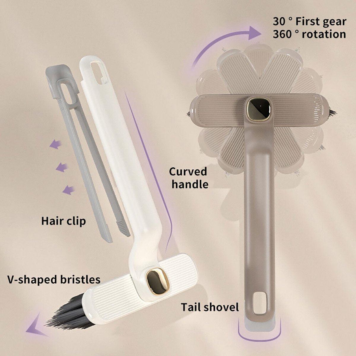 Multi-Functional Rotary Cleaning Brush Hard Bristle Slot Seam Wall Tile Brush - White