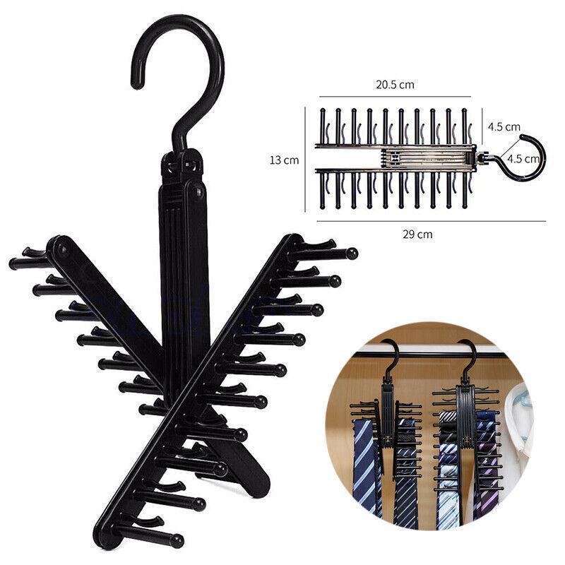 360 Degree Rotating Tie Hanger with 20 Hooks for Closet Scarves Belts Organisation