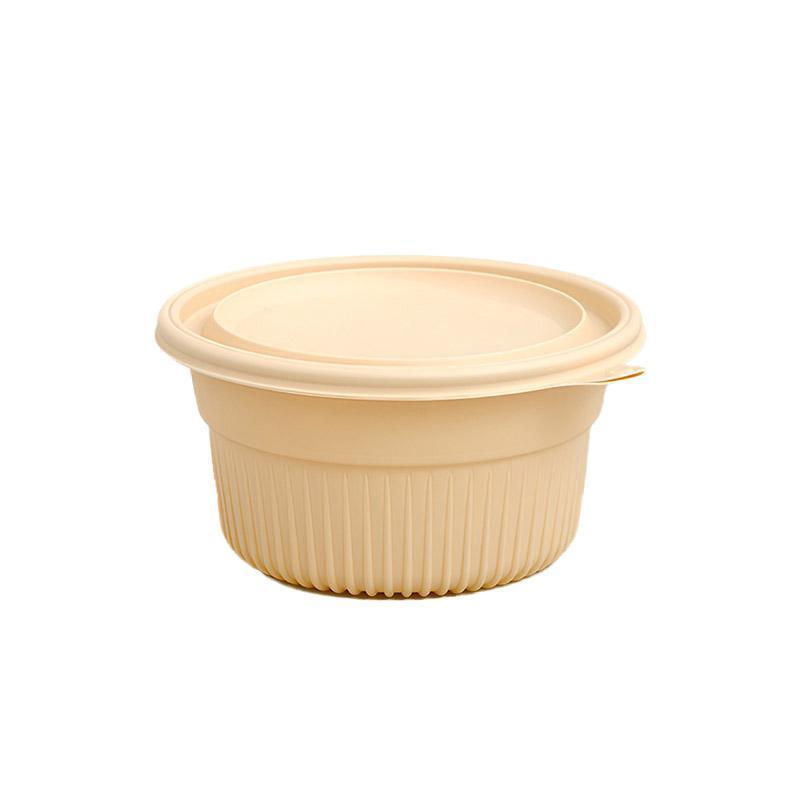 50PCS Biodegradable Corn Starch Lunch Box Round Takeout Containers Eco Friendly - 450ml
