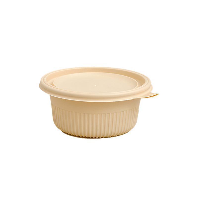 50PCS Biodegradable Corn Starch Lunch Box Round Takeout Containers Eco Friendly - 900ml