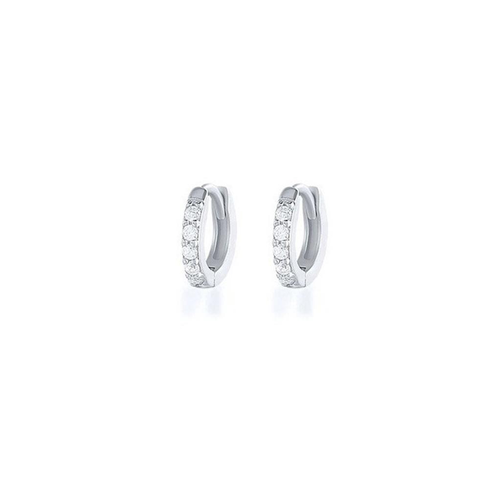 7sizes Hoop Earring Silver Zirconia Ear Huggie Hoop Cartilage Piercing Jewellery - Champagne-9mm