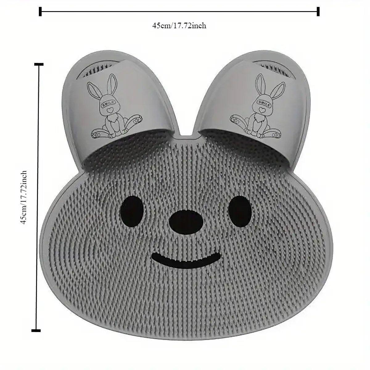 Silicone Foot Scrubber Rabbit Tub Mat Suction Cup Exfoliating Brush Cleaning Mat - White