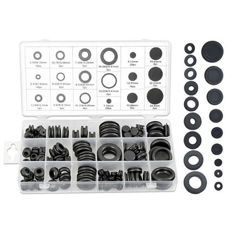 125Pcs Rubber Grommet Set-Assorted Fastener Kit 18 Popular Sizes