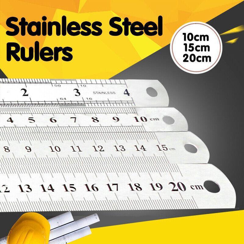 1/2 Pack Double-Sided Stainless Steel Precision Ruler (10cm, 15cm, 20cm) - 20cm *1 PCS