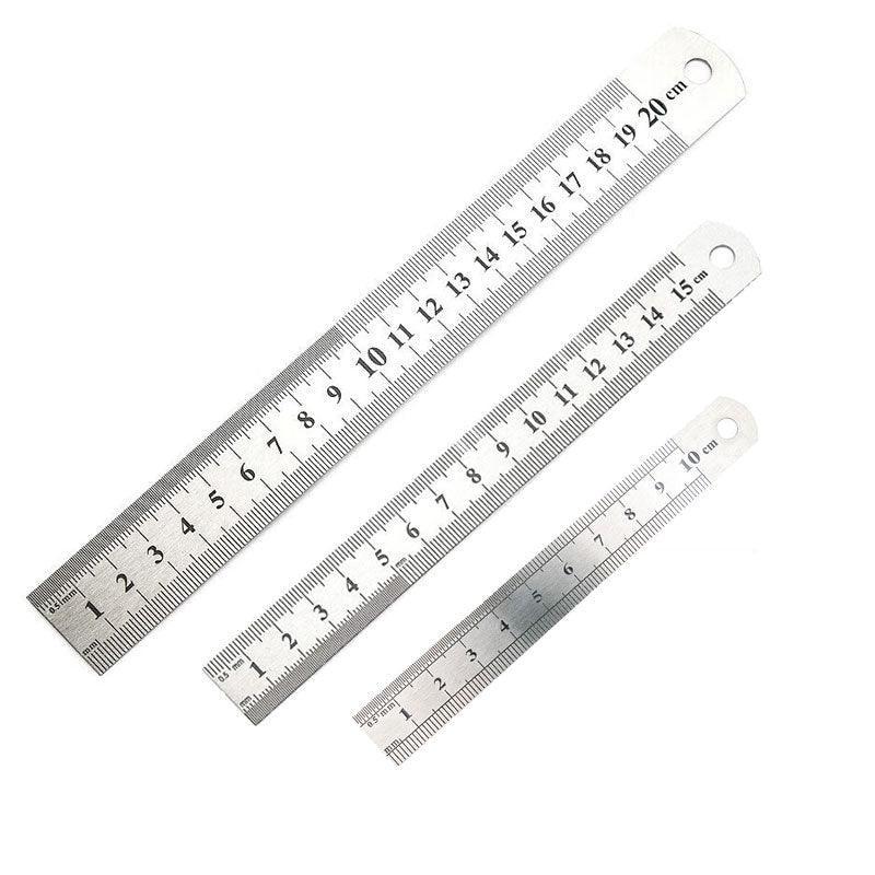 1/2 Pack Double-Sided Stainless Steel Precision Ruler (10cm, 15cm, 20cm) - 20cm *1 PCS