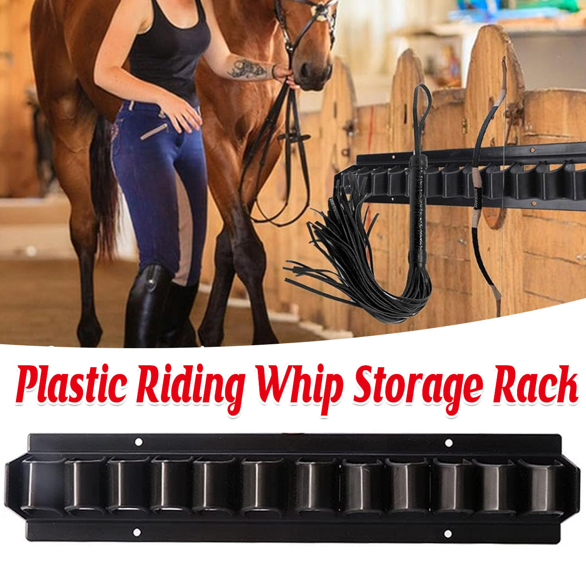 Long Whip Tool Storage Rack Horse Gear and Whip Rack Wall Mount Organizer