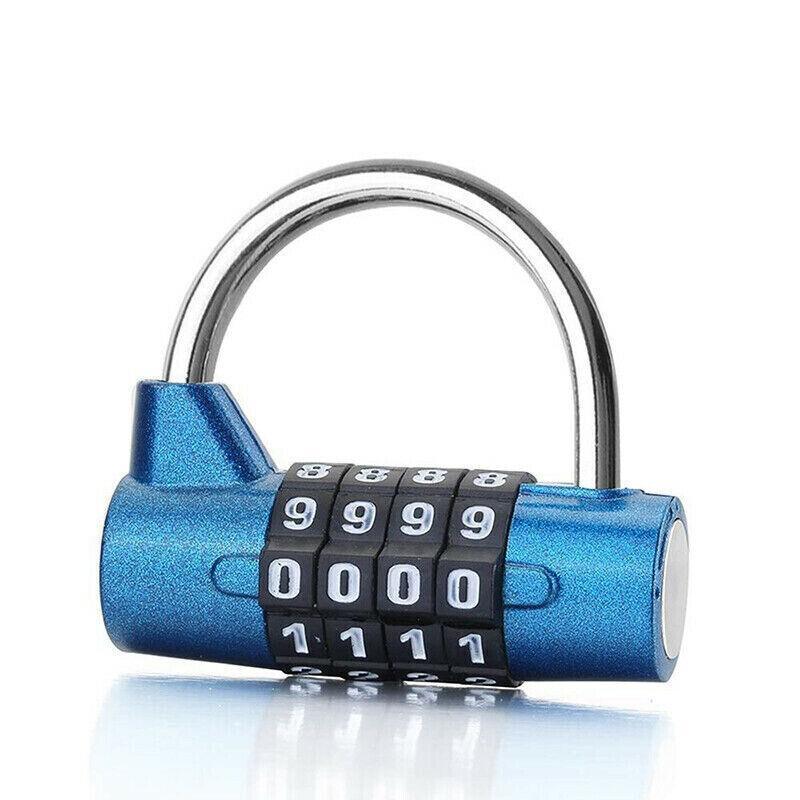 4 Digit Combination Padlock Wide Shackle Password Lock for Locker or Luggage - Silver