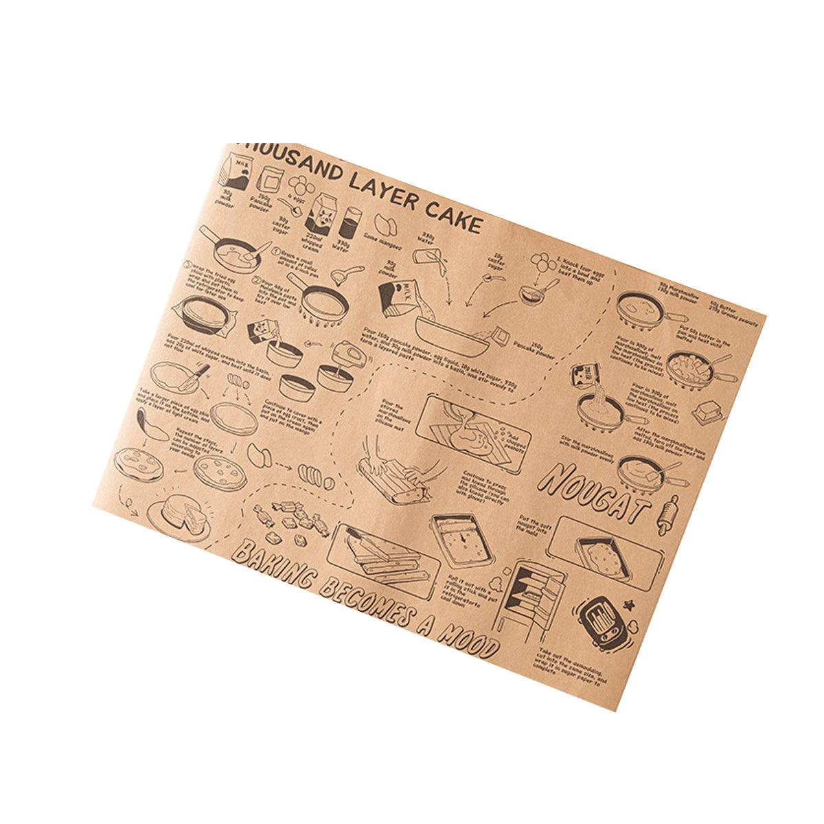 100pcs Sandwich Wrappers Oil Blotting Coated Paper Air Fryer Baking Parchment - Newspaper + Lemon Bear (Mixed)