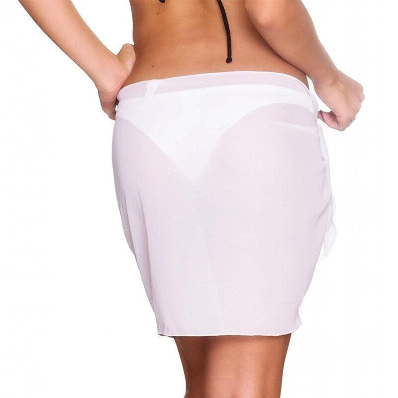 Women Sarong Skirt Wrap Pareo Short Swim Cover Up Beach Bikini Beachwear - Balck