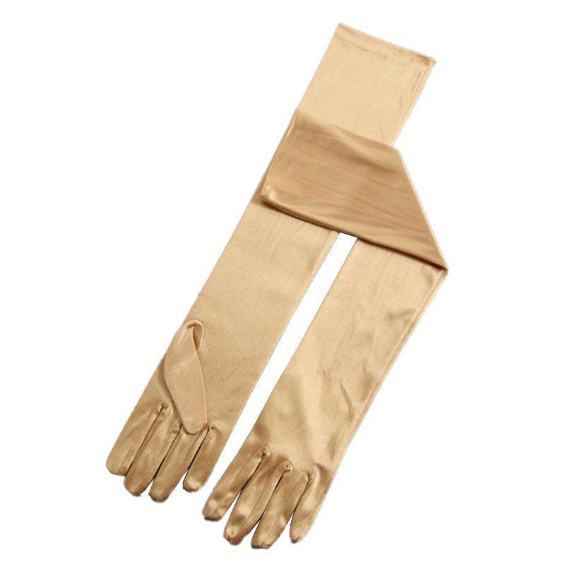 Elegant Long Satin Opera Gloves for Prom Party Wedding Costume or Formal Dress - Blue