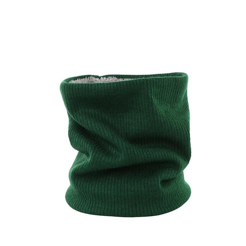 Fleece Neck Warmer Thermal Tube Scarf Winter Snood Hat for Men Women Outdoor - Green