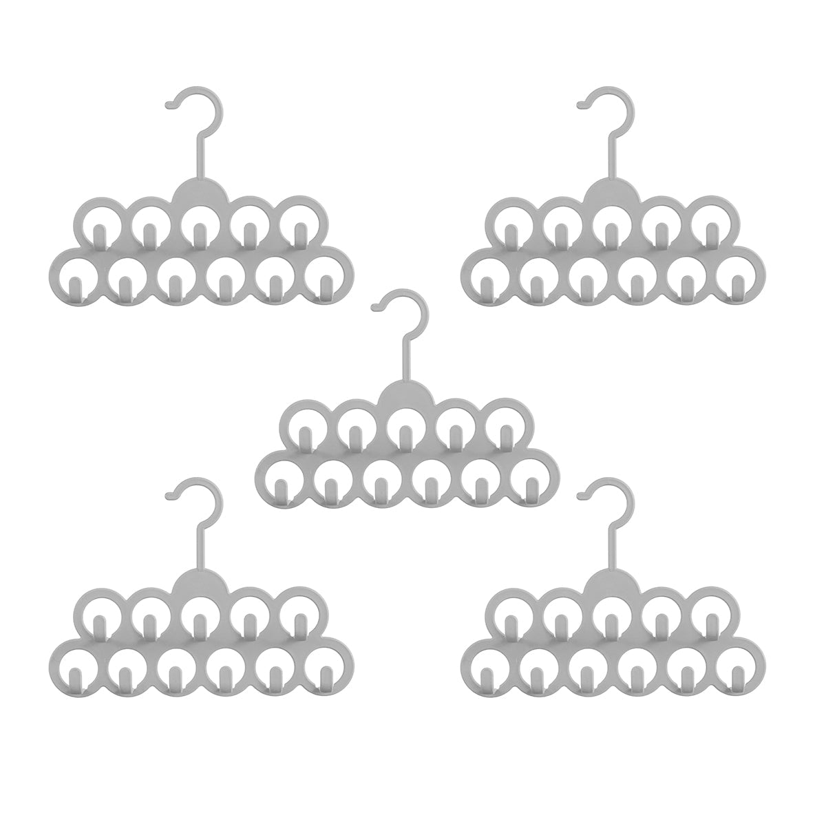 5PCS Non-slip Flocked 11-Hole Hanger for Towels Scarves Ties Drying Storage Rack