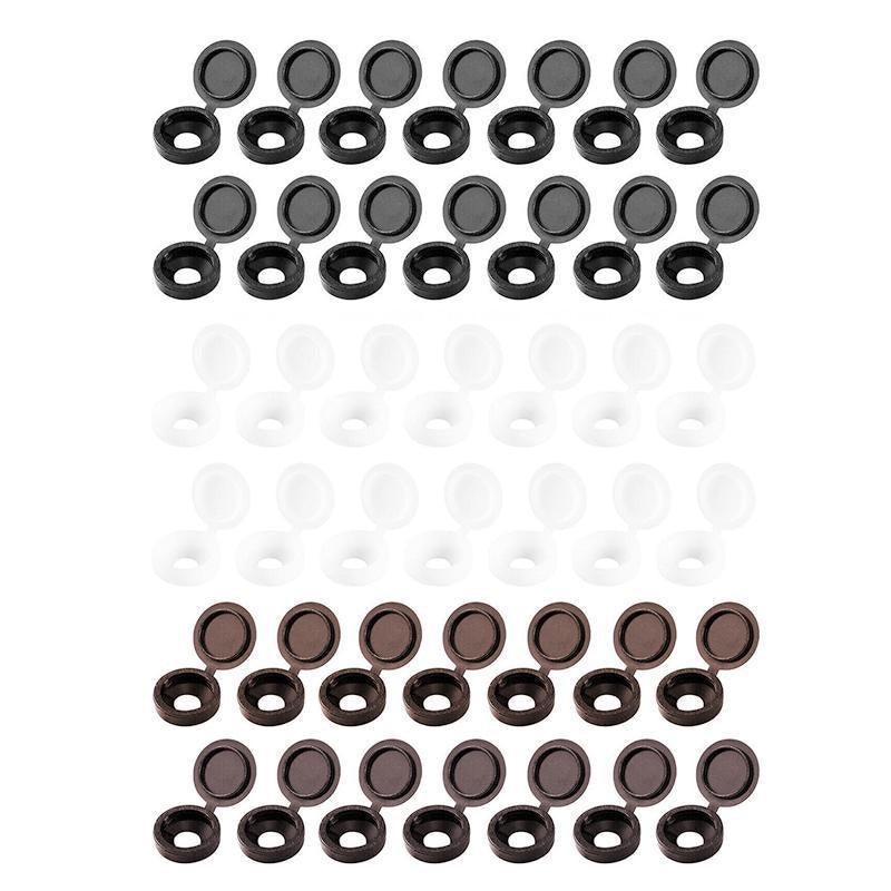 100/200X Plastic Screw Cover Caps Holes Cams Furniture Kitchen Button Nuts Bolts - Brown