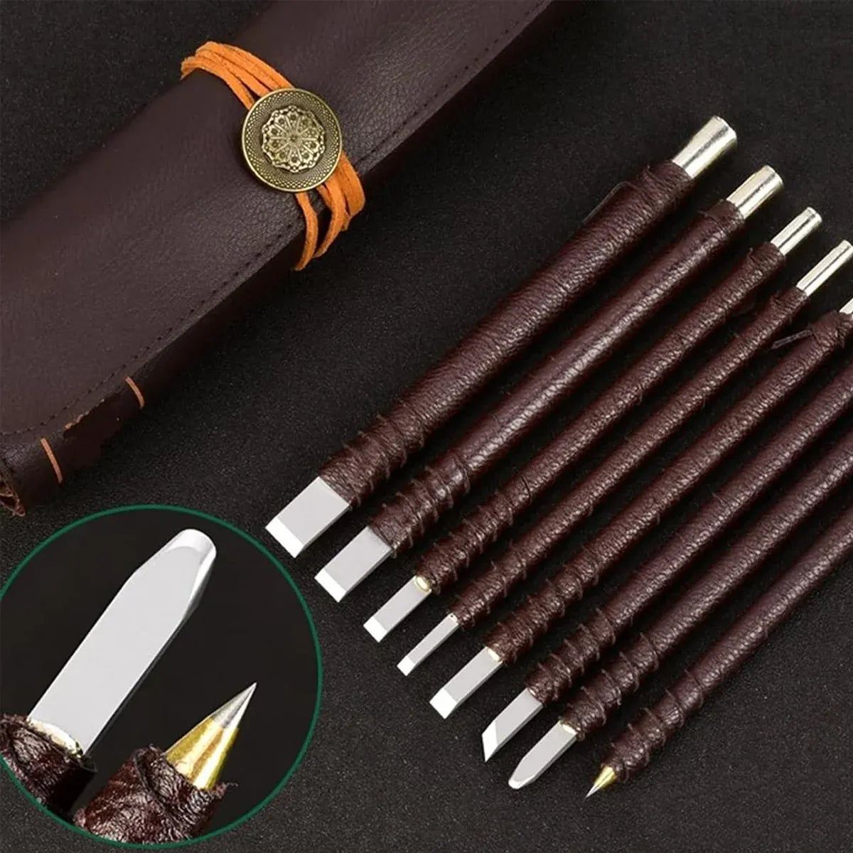 8pcs Seal Engraving Knife Set Engraving Tools Carving Knives for Stone Craft