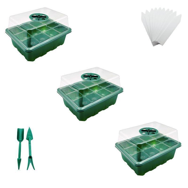 3/5/10 Set 12 Hole Plant Seed Grow Box Propagation Nursery Seedling Starter Tray - 3PCS