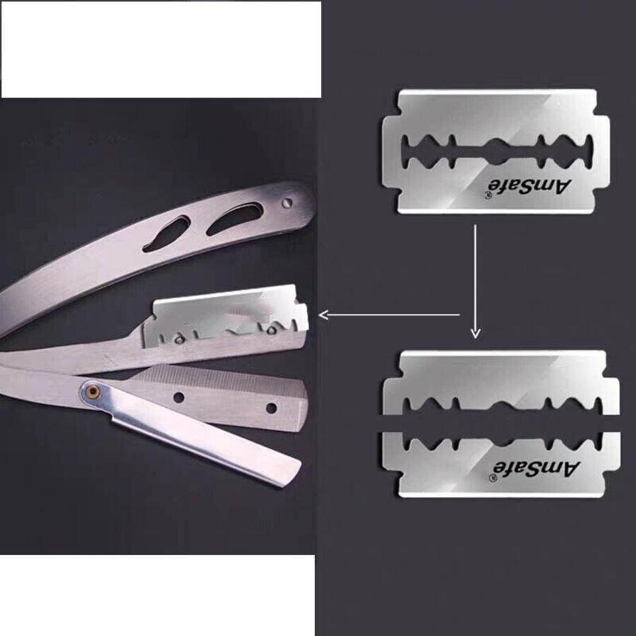 Sharp Barber Salon Straight Cut Throat Shaving Razor Shavette Rasoirs with 10 Blades