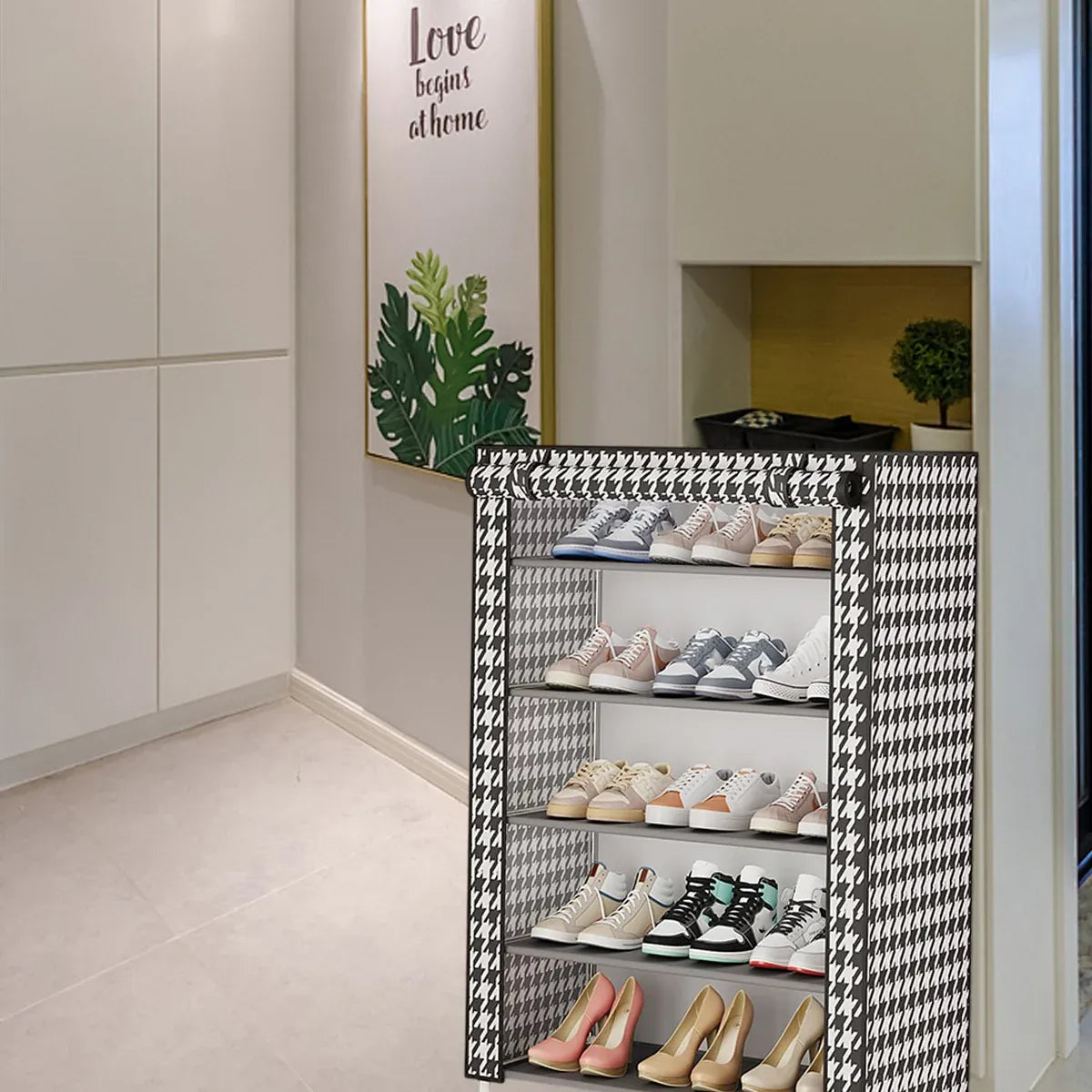 1-Piece Covered Multi-Tier Shoe Storage Rack
