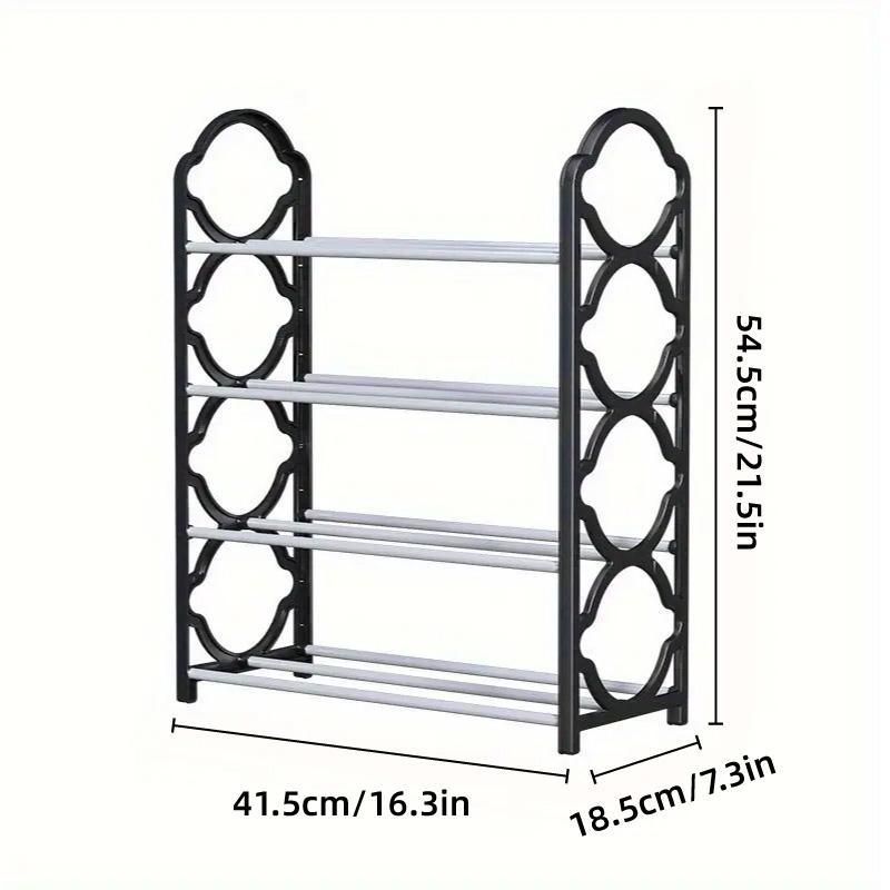 Four Layer Shoe Rack Storage Organizer Multi Tier Shoe Shelf for Entryway Closet - Pink