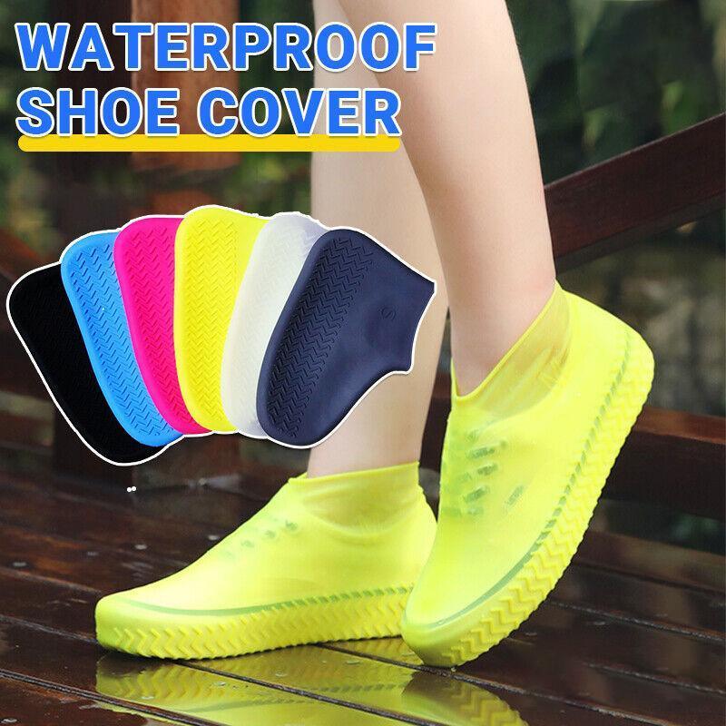 Shoe Cover Waterproof Silicone Non Slip Rain Water Rubber Foot Boot Overshoe L Size - Yellow