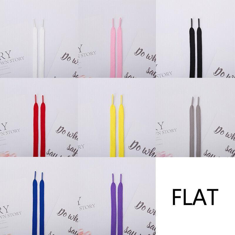 Shoelaces Colorful Coloured Flat Round Oval Bootlace Sneaker Shoe Laces - Oval-Black