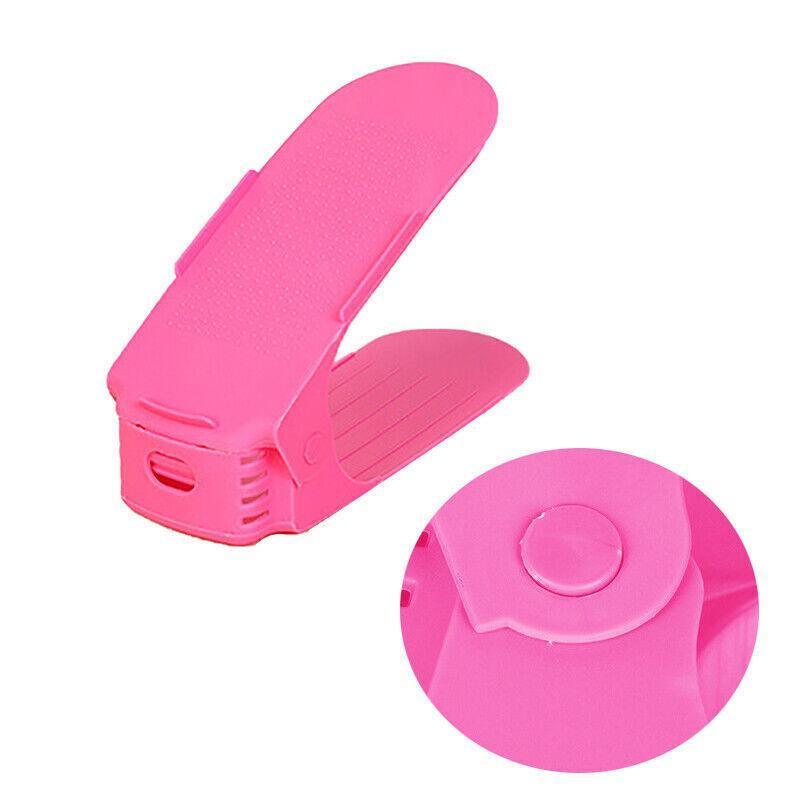 20X Shoe Rack Display Case Box Adjustable Slots Organizer Storage Holder - Black