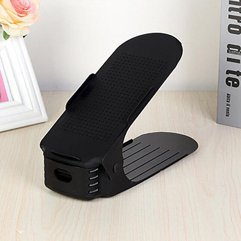 20X Shoe Rack Display Case Box Adjustable Slots Organizer Storage Holder - Black