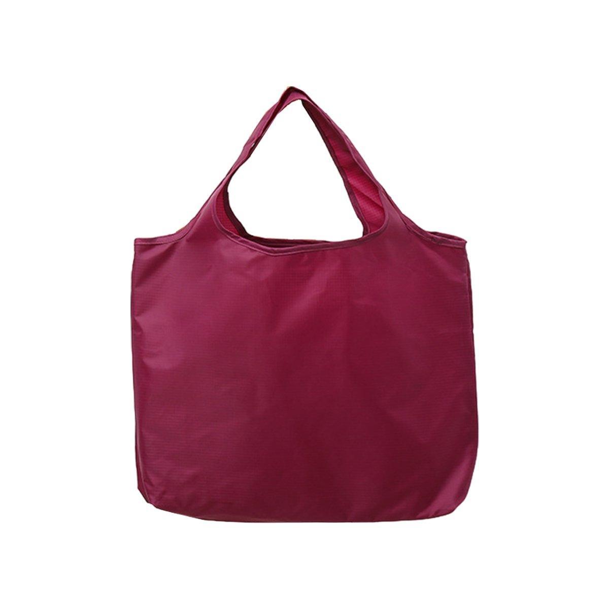 Large Multi Colour Waterproof Shopping Bag Foldable Portable Reusable Bag - Wine Red