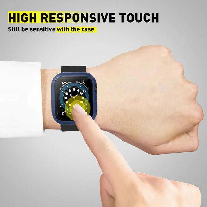 For Apple Watch iWatch Series SE 6 5 4 3 2 1 Case Full Glass Cover 40mm - Silver